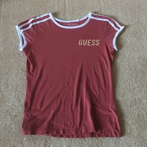 Guess Tee With Gold Sequin Lettering Size S